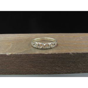 Size 8 Sterling Silver Four Hearts Band Ring Vintage Statement Engagement